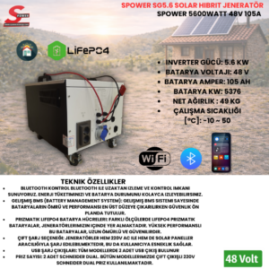 Spower Energy Solar Hibrit Jeneratör SG-5.6 48105 (5600 Watt)