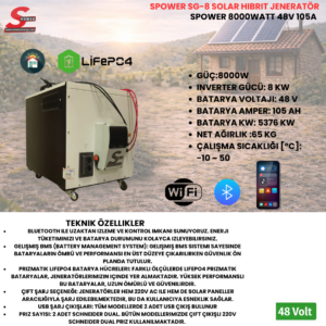Spower Energy Solar Hibrit Jeneratör Sg-8 48105 (8000 Watt)