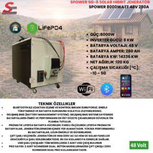 Spower Energy Solar Hibrit Jeneratör Sg-8 280AH 48280 (8000 Watt)