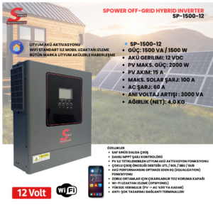 Spower SP-1500-12V 1.5 kW MPPT Off-Grid Hybrid İnverter